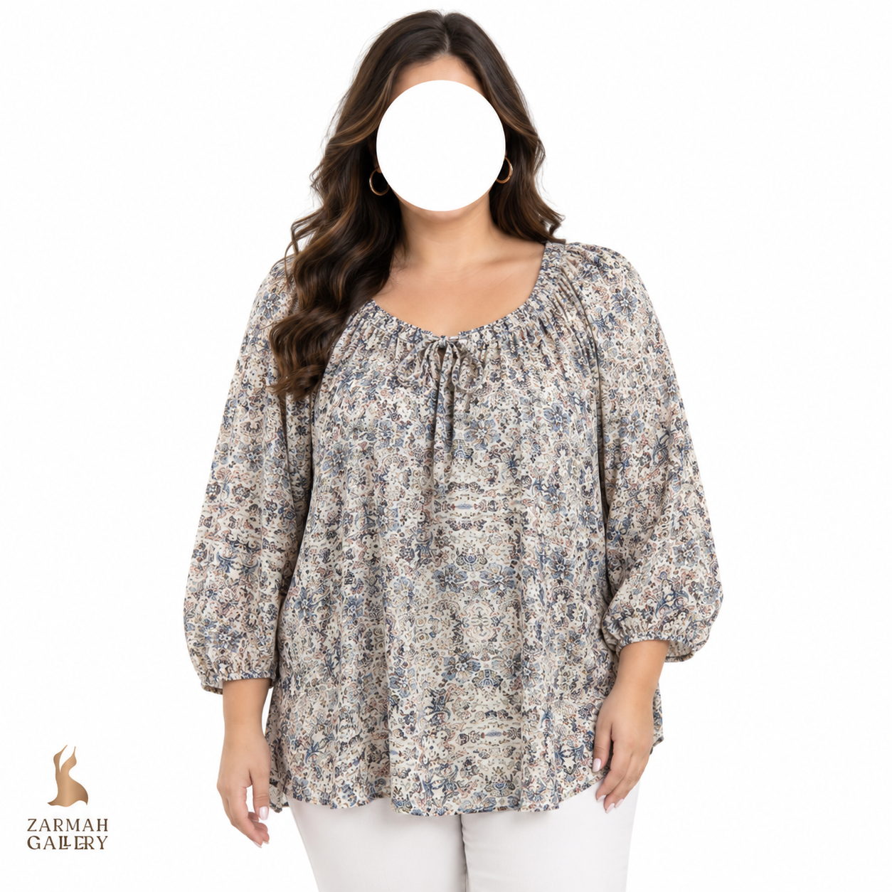 شومیز زنانه سایز بزرگ طرح سنتی و گل‌دار برند کابی مناسب استایل‌های روزمره، تابستانه و بوهو